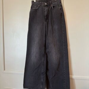 Wide-Leg Black Denim Jeans